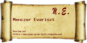Menczer Evariszt névjegykártya